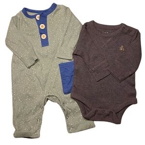 Gap Kids Baby Toddler One Piece Thermal Sz 0-3 Months Brown green